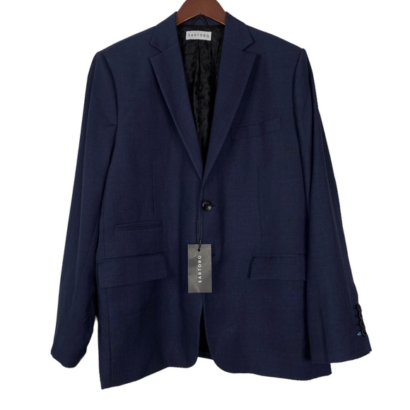 NEW Sartoro Mens Cashmere Wool Silk Blazer Blue 45